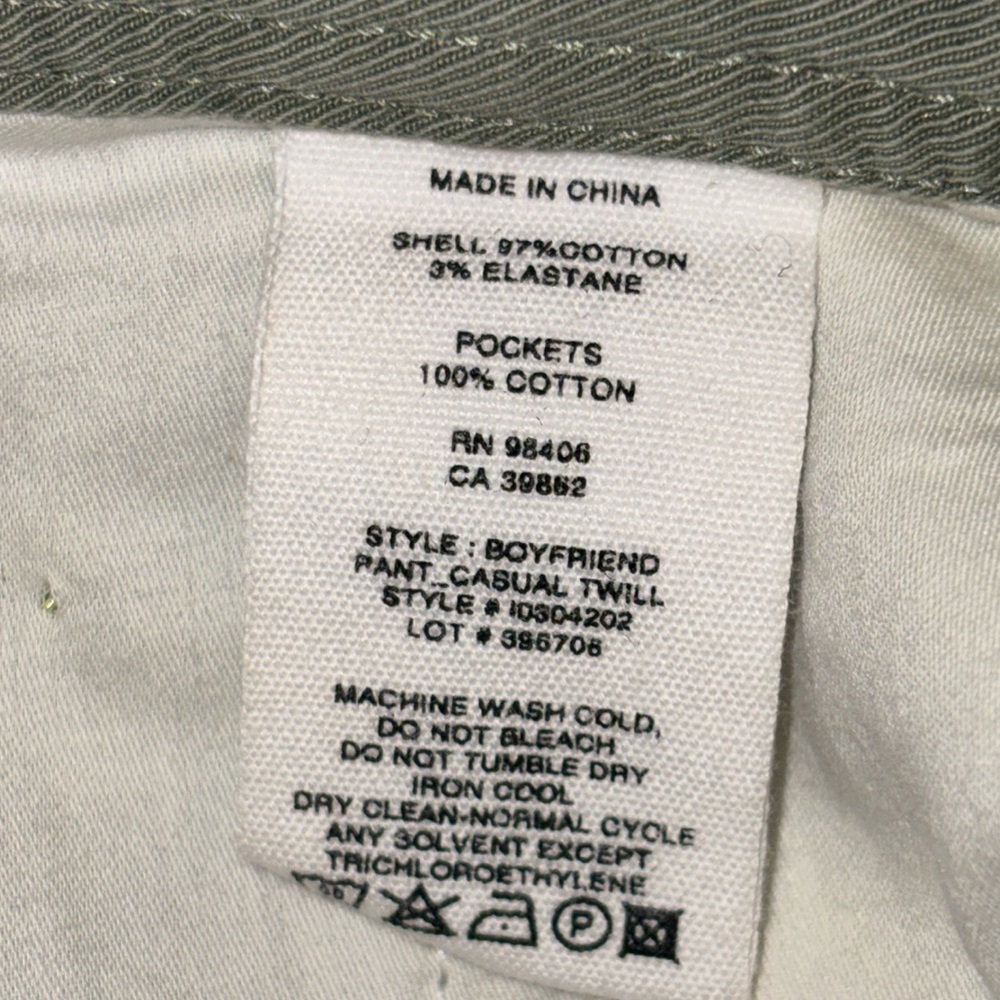 Theory Boyfriend Casual Twill Pant Size 6 Faded Army Green - Picture 15 of 15